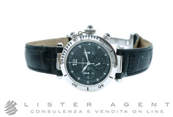 CARTIER Pasha Millenium Limited Edition Automatic Chronograph in steel and platinum bezel Black Ref. W3105155. NEW!