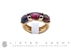 POMELLATO anello Sassi in oro rosa 18Kt con tormalina rossa, granato e ametista Misura 20 Ref. A.A304O7/GIT. NUOVO!