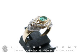 DAMIANI anello 18Kt yellow and white gold ring with 0.45 ct diamonds and 0.35 ct emerald Size 55. NEW!