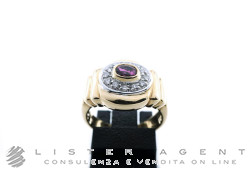 DAMIANI 18Kt yellow and white gold ring with 0.16 G ct diamonds and 0.48 ct ruby Size 12 Ref. DAR23145. NEW!