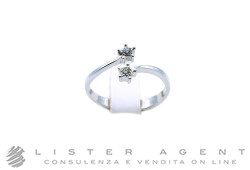 CR GIOIELLI anello Stelline in oro bianco 18Kt con diamanti ct 0.12 Misura 18. NUOVO!