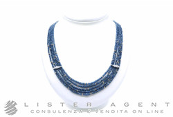 SILVIA KELLY collana multifilo di zaffiri con diamanti ct 0.10 e oro rosa e bianco 18Kt Ref. C/x28-25980. NUOVA!