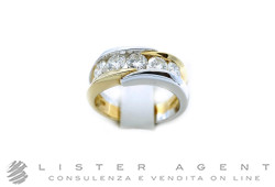 DAMIANI anello Veretta a 5 in oro giallo e bianco 18Kt con diamanti ct 1.16 Misura 16. NUOVO!