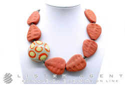 PAMURRINA necklace in Murano glass with brown leaves and waxed cotton. NEW!