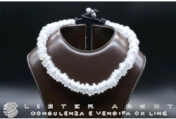 PAMURRINA elastic necklace in transparent white satin Murano glass. NEW!