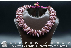 PAMURRINA elastic necklace in brown and pink satin Murano glass. NEW!