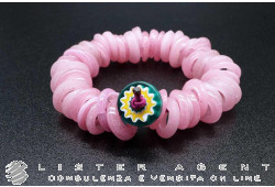 PAMURRINA elastic bracelet in pink satin Murano glass. NEW!