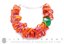 PAMURRINA collana elastica in vetro di Murano multicolore. NUOVA!