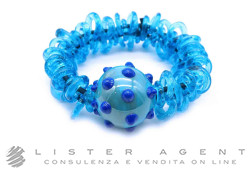 PAMURRINA bracciale in vetro di Murano blu trasparente. NUOVO!