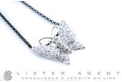 CLAUDIO PACIFICI collana e spila Farfalla in oro bianco 18Kt con diamanti bianchi ct 1.25 con catenina in argento 925 brunito e placcato oro rosa. NUOVA!