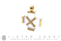 CLAUDIO PACIFICI ciondolo Croce in oro giallo e rosa 18Kt con diamanti ct 0.26 e cristallo di rocca. NUOVO!