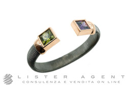 CLAUDIO PACIFICI bracciale Tubogas in titanio Pvd e argento 925 placclato oro rosa con quarzi naturali. NUOVO!
