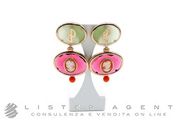 CLAUDIO PACIFICI orecchini Luxury in argento 925 placcato oro rosa con cammeo e pietre naturali. NUOVI!
