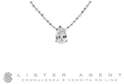 COLLANA in oro bianco 18 kt  con brillante taglio a goccia ct 0,30 F VVS2. RIGENERATA!