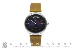 IRON ANNIE Bauhaus automatico Day-Date in acciaio Blu AUT Ref. 2162-3. NUOVO!