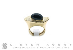 ANELLO in oro giallo 18Kt elettroformato con onice nero Misura 19. NUOVO!