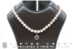 COLLAN Aperle rosa di acqua dolce con chiusura in oro giallo 18Kt e ciondolo in oro giallo con ametista e swarovski. NUOVA!