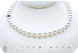 MIKIMOTO colla perle Blue Lagoon mm 8.00-8.50 con chiusura in oro bianco 18Kt e diamante. NUOVA!