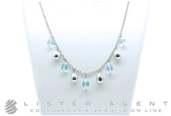 COLLANA in oro bianco 18Kt con gocce di topazio azzurro. NUOVA!