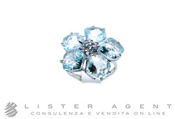 ANELLO in oro bianco 18Kt con topazi azzurri e iolite Misura 16. NUOVO!