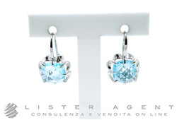 ORECCHINI in oro bianco 18Kt con topazio azzurro e swarovski. NUOVI!