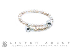 MIMI' bracciale collezione Big Bang in argento 925 con perle freshwater multicolor mm 5/6, pasta di corallo, madreperla e cristallo di rocca Ref. B21VBA4TE1. NUOVO!