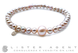 MIMI' bracciale elastico Zabette ideogramma Ogni Bene in oro rosa 18Kt con perle freshwater viola mm 4.50 e perla mm 7.00 Ref. B24VZR33-M. NUOVO!