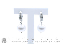 ORECCHINI in oro bianco 18Kt con Swarovsky e perle australiane MM 13.00. NUOVI!