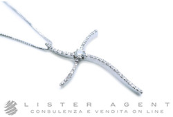 COLLANA con Croce Onda in oro bianco 18KT con diamanti ct 0.33 G Vs e diamante centrale ct 0.25. NUOVA!