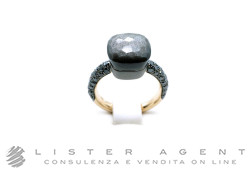 POMELLATO anello Nudo Classic in oro rosa e rodiato nero 18Kt e titanio con ossidiana ct 6.30 e diamanti black trattati ct 0.80 Misura 13 Ref. PAB9050_OT000_DBKOS. NUOVO!