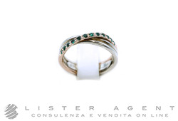 RUBINIA anello Filodellavita 3 fili in oro rosa 9kt e argento 925 con smeraldi ct 0.20 Misura 13 Ref. AN8ARSM. NUOVO!
