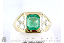 RING in 18Kt gold diamonds and emerald.