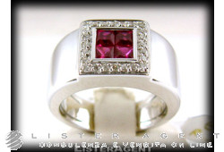 CENTOVENTUNO ring 18Kt white gold diamonds ct 0,80 and rubies ct. 1,60. NEW!