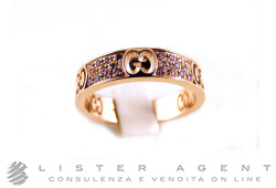 GUCCI ring Icon Stardust 4mm 18Kt rose gold sapphires ct 0,33 Size 14 Ref. GG163043. NEW!