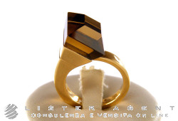 GUCCI ring Chiodo Cocktail in 18Kt yellow gold and fumè quartz Size 13 Ref. 205795. NEW!