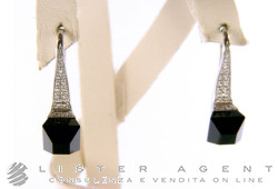 GUCCI earrings Chiodo in 18Kt white gold diamonds and onyx Ref. 201979. NEW!