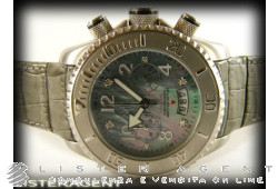 VIP TIME Chronograph Diamond in steel mother of pearl Ref. VP8007GY. NEW!