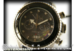 VIP TIME Chronograph Diamond in steel mother of pearl Ref. VP8008BK. NEW!