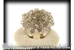 PASQUALE BRUNI ring Flowers in 18Kt white gold and diamonds ct 1,10 Size 14. NEW!