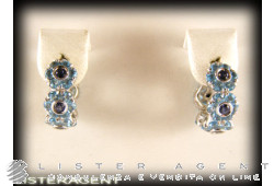 PASQUALE BRUNI earrings Flowers in 18Kt white gold with sapphires and topazes. NEW!