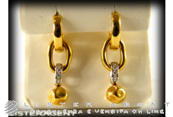 POMELLATO earrings in 18Kt yellow and white gold with diamonds ct 0,22. NEW!