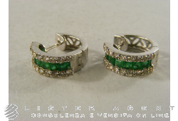 EARRINGS in 18Kt white gold emeralds and diamonds. USED!