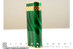 CARTIER  lighter Panthere in yellow goldplated steel and spotted lacqueur of malachite colour Ref. CA120014. NEW!