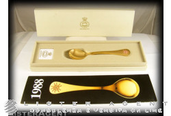GEORG JENSEN spoon 1988 wild Carnation in goldplated 925 silver and enamel. NEW!