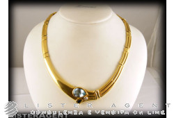 MANFREDI necklace Dollaro 18Kt gold diamond, topaze and blue sapphire Ref. ODSE4. NEW!