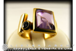 MANFREDI ring 18Kt gold amethyst and sapphire Blue. NEW!