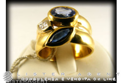 MANFREDI ring 18Kt gold sapphires ct 1,95 diamond ct 0,18. NEW!