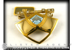 MANFREDI brooch Grinta 18Kt gold light blue topaze and diamonds ct 0,12. NEW!