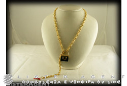 NECKLACE Lock in 18Kt yellow gold onyx and coral. NEW!