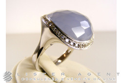 BRUSIDUE ring 18Kt white gold diamonds ct 0,34 and calcedonio Ref AA0335BA. NEW!